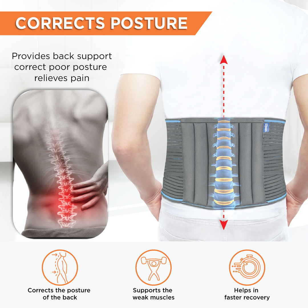 Vissco Lumbocare (Lumbo Sacral Belt) | Provides Support to the Lower Back | Pain solution for Back and Abdomen (Grey)