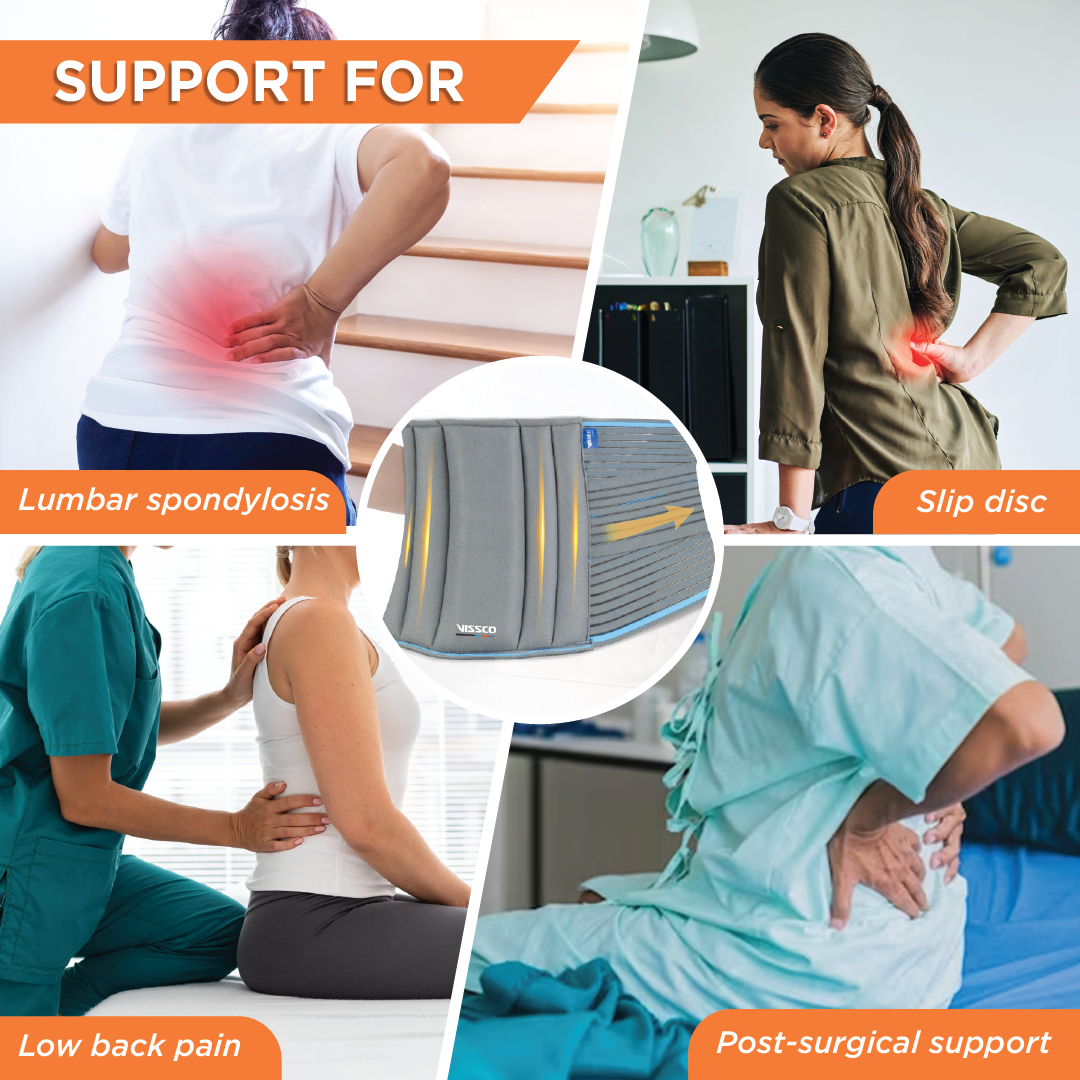 Vissco Lumbocare (Lumbo Sacral Belt) | Provides Support to the Lower Back | Pain solution for Back and Abdomen (Grey)