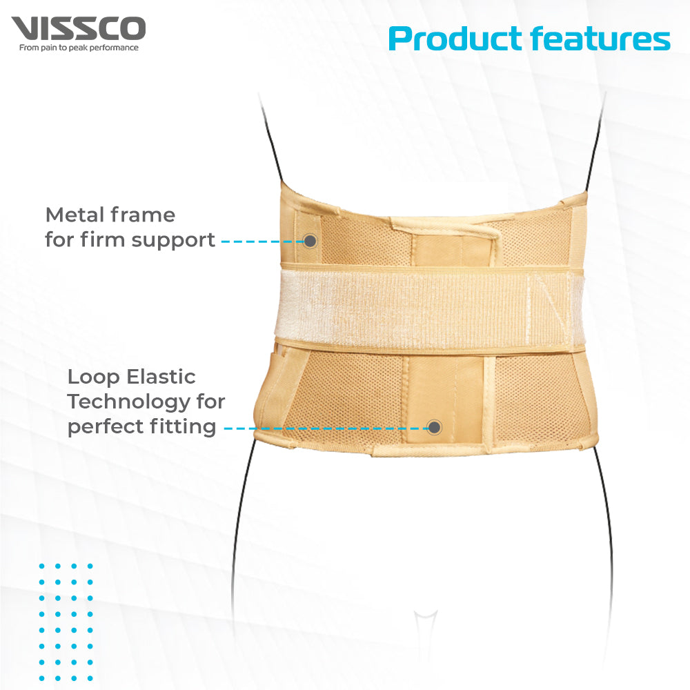 Deluxe Frame Back Support | Provides Firm Support to the Lumbar Spine & Locks Movement (Beige) - Vissco Next