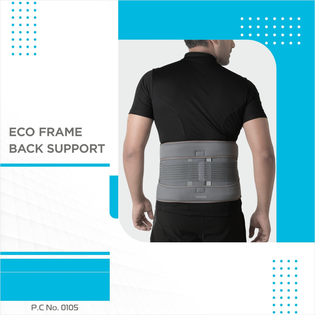 Vissco Eco Frame Back Support | Provides Firm Support to the Lumbar Spine & Locks Movement (Grey)