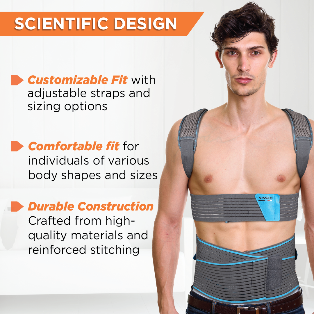 Vissco Dorso Lumbar Spinal Brace (Taylor Brace) | Provides Firm Back Support to the Thoracic & Lumbar Spine (Grey)