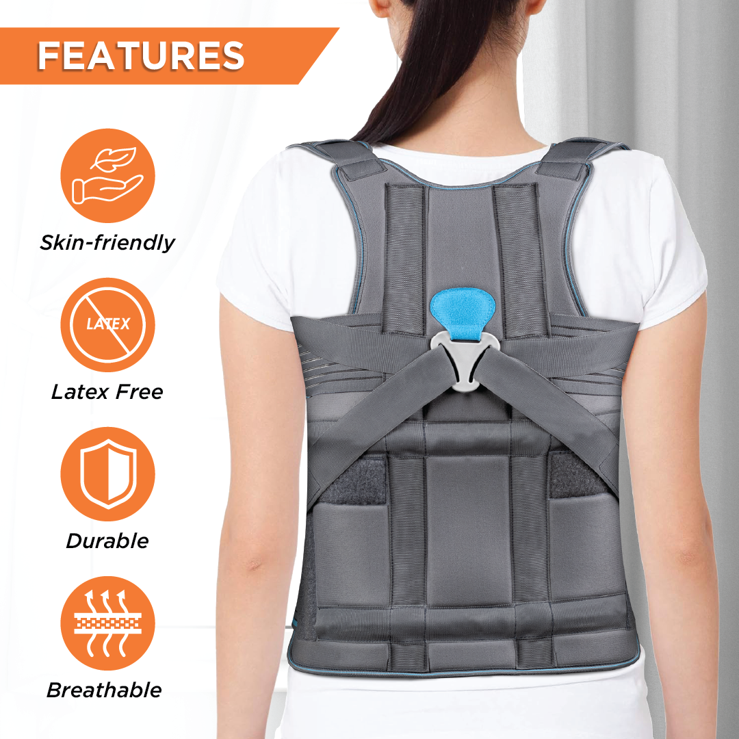 Vissco Dorso Lumbar Spinal Brace (Taylor Brace) | Provides Firm Back Support to the Thoracic & Lumbar Spine (Grey)