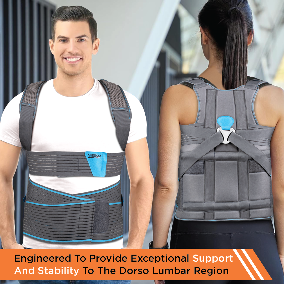 Vissco Dorso Lumbar Spinal Brace (Taylor Brace) | Provides Firm Back Support to the Thoracic & Lumbar Spine (Grey)