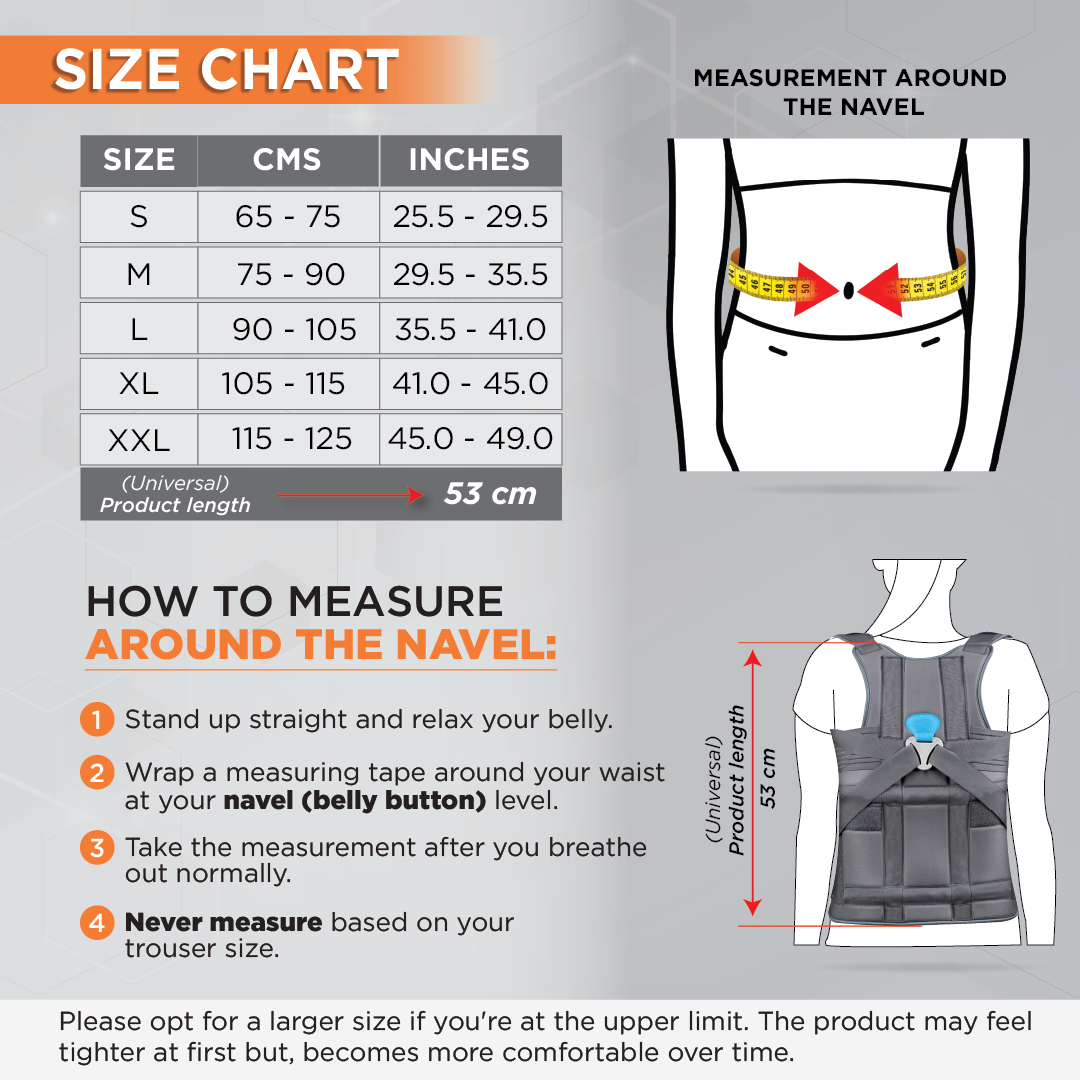 Vissco Dorso Lumbar Spinal Brace (Taylor Brace) | Provides Firm Back Support to the Thoracic & Lumbar Spine (Grey)