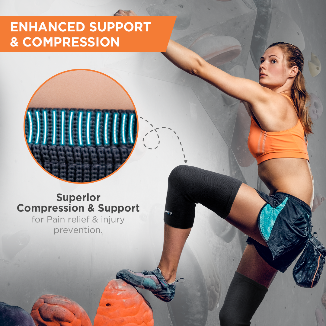 Vissco Spro Knee Cap Plus | Ideal mild support for free Knee movement | Color - Black (IN PAIR)