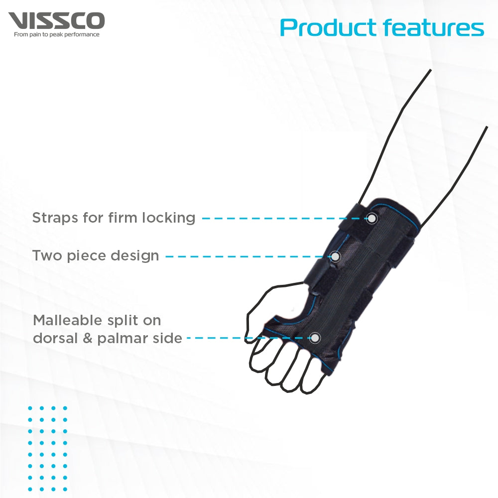 Forearm Brace - Short | Provides Firm Support to the Wrist | For Colle's fracture & Wrist Sprain/Strain | (Black) - Vissco Next