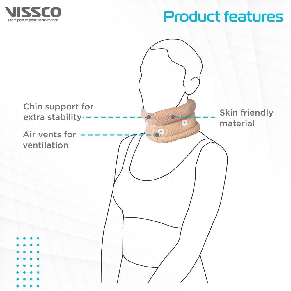 Vissco Cervical Collar With Chin Support | Provides Moderate Support  & Stability to the Neck (Beige)