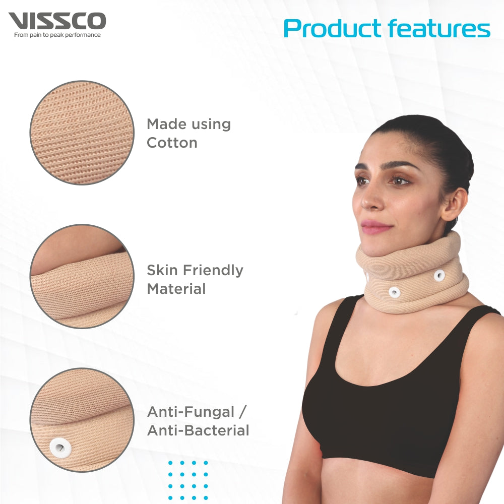 Vissco Cervical Collar With Chin Support | Provides Moderate Support  & Stability to the Neck (Beige)