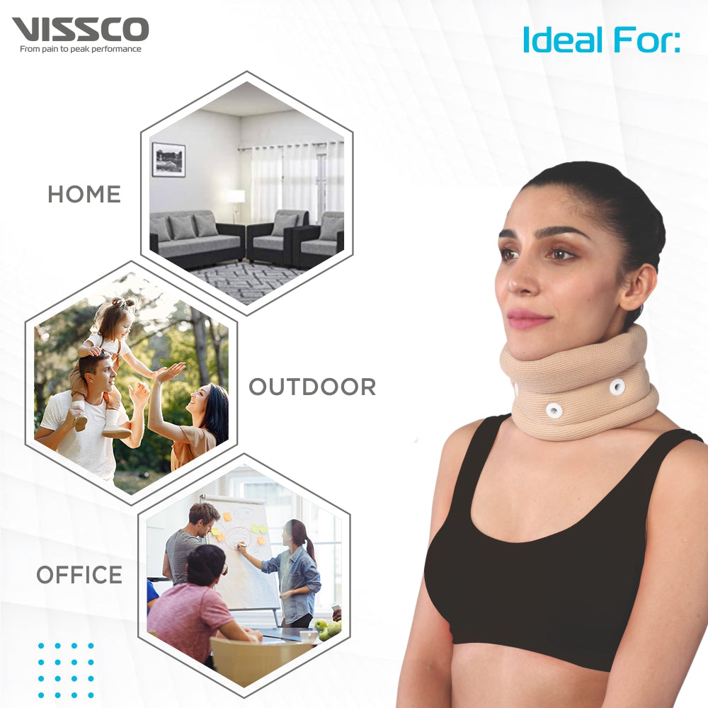 Vissco Cervical Collar With Chin Support | Provides Moderate Support  & Stability to the Neck (Beige)