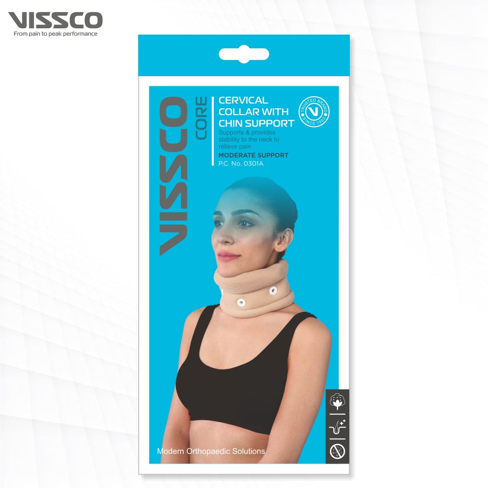 Vissco Cervical Collar With Chin Support | Provides Moderate Support  & Stability to the Neck (Beige)