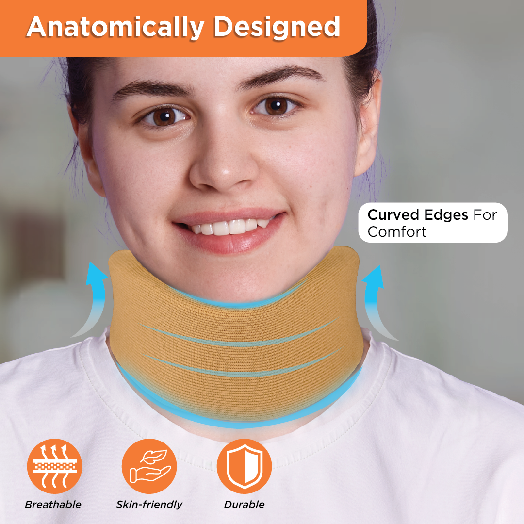 Vissco Cervical Collar Soft | Neck Support for Cervical Spine Immobilization & Pain Relief (Beige)