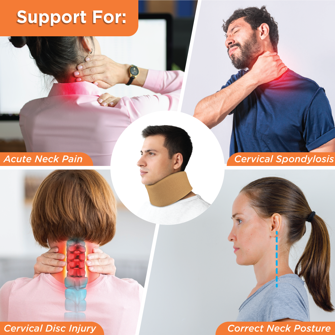 Vissco Cervical Collar Soft | Neck Support for Cervical Spine Immobilization & Pain Relief (Beige)