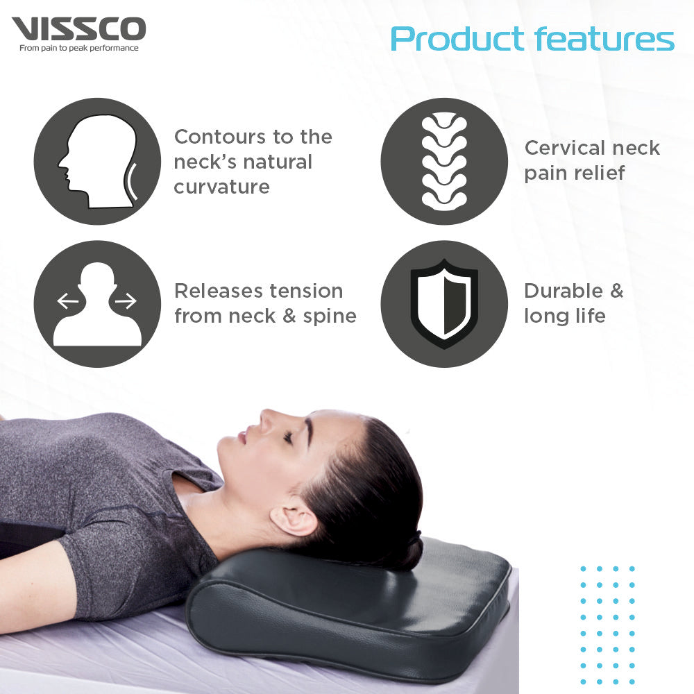 Vissco Cervical Pillow (Regular) | Prevents Cervical Spondylitis, Mild Sprain & Stiff Neck (Grey)