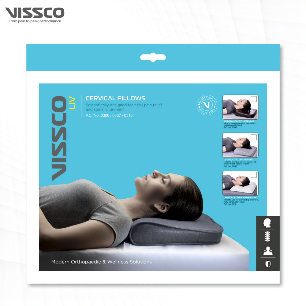 Vissco Cervical Pillow (Regular) | Prevents Cervical Spondylitis, Mild Sprain & Stiff Neck (Grey)