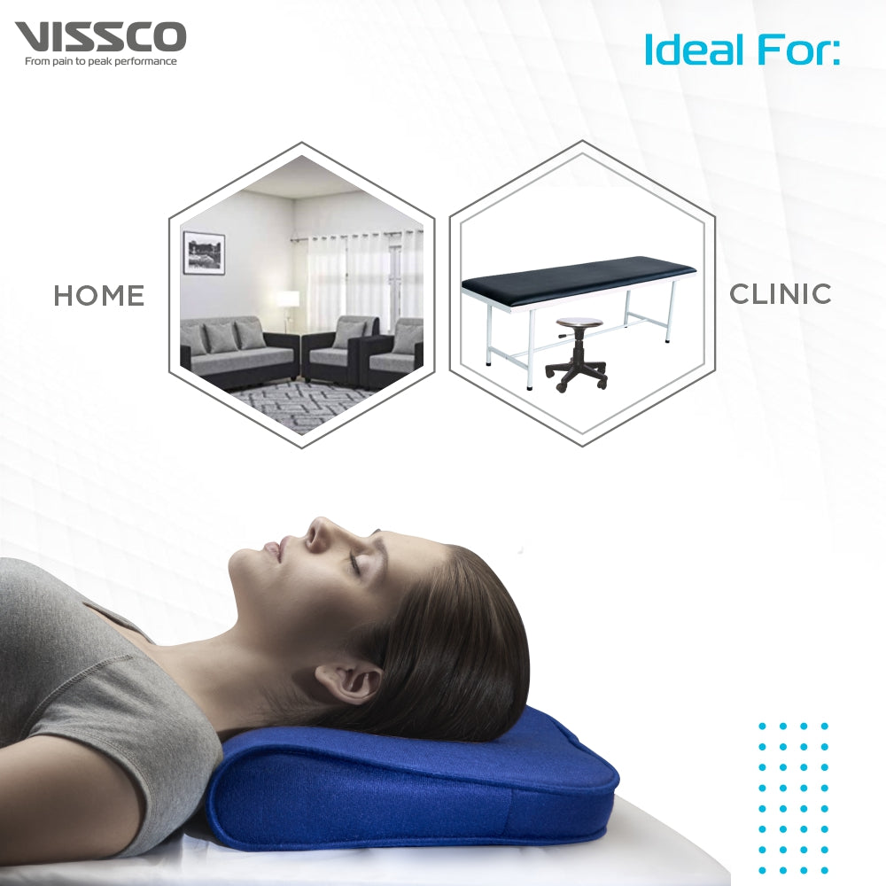 Vissco Deluxe Cervical Pillow | Neck Pillow to Maintain Correct Posture of the Neck & Spine Alignment (Blue)