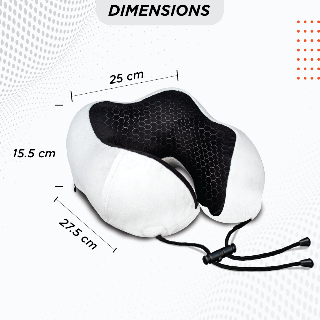 Vissco Tra-Well Ergonomic Neck Pillow with Sleeping Gel Eye Mask, Contoured Memory Foam Travel Neck Pillow, Orthopedic Neck Support