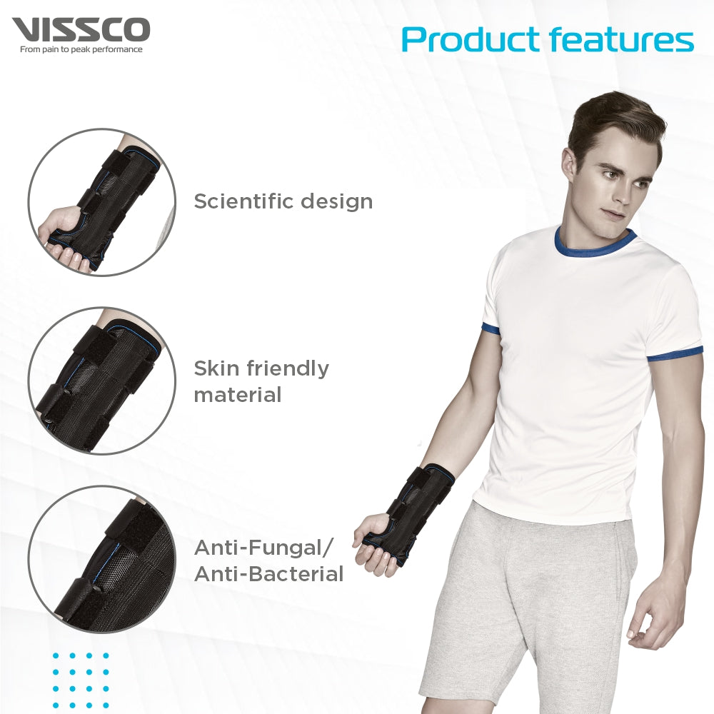 Forearm Brace - Short | Provides Firm Support to the Wrist | For Colle's fracture & Wrist Sprain/Strain | (Black) - Vissco Next