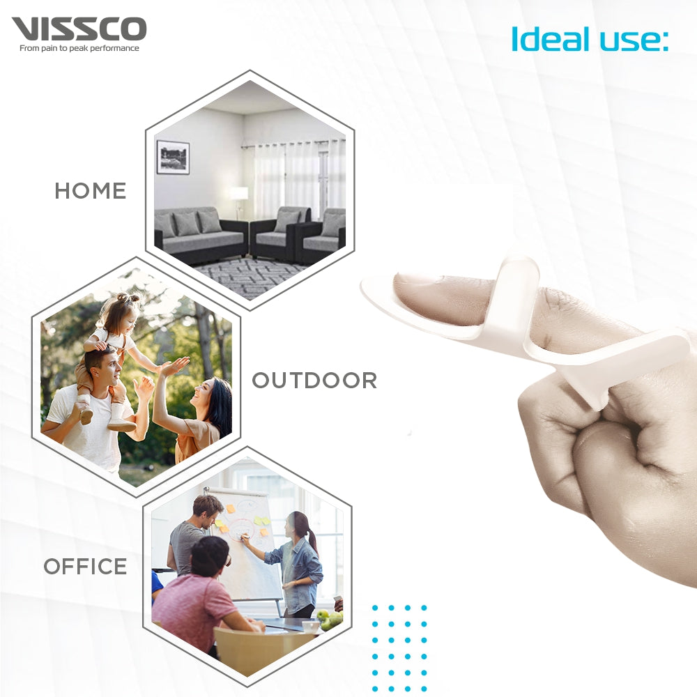 Vissco Finger Splint |Firm Finger Support  for metacarpal fracture | Tendon injury of the Finger & Post surgery (White)