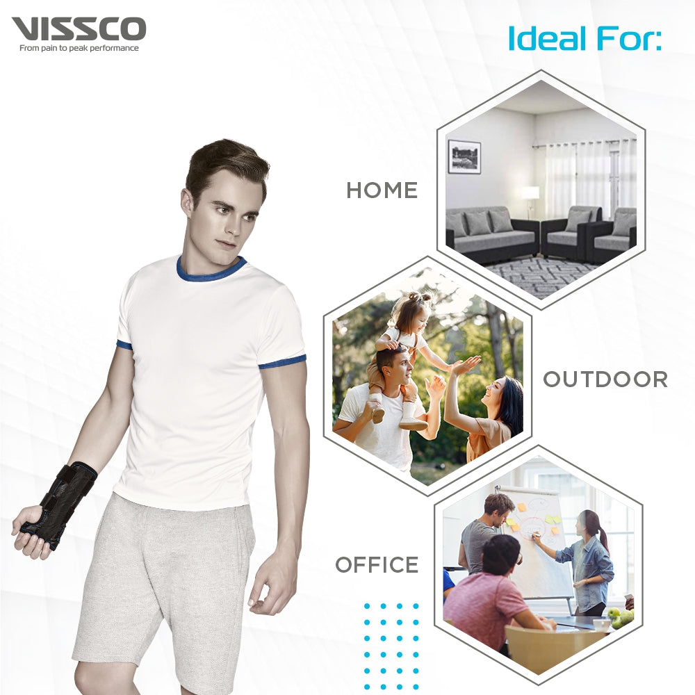 Forearm Brace - Short | Provides Firm Support to the Wrist | For Colle's fracture & Wrist Sprain/Strain | (Black) - Vissco Next