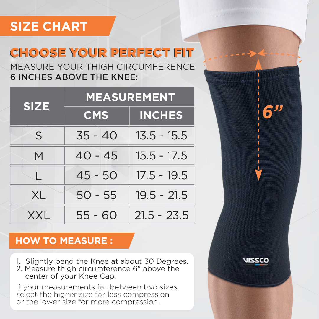 Vissco Spro Knee Cap Plus | Ideal mild support for free Knee movement | Color - Black (IN PAIR)