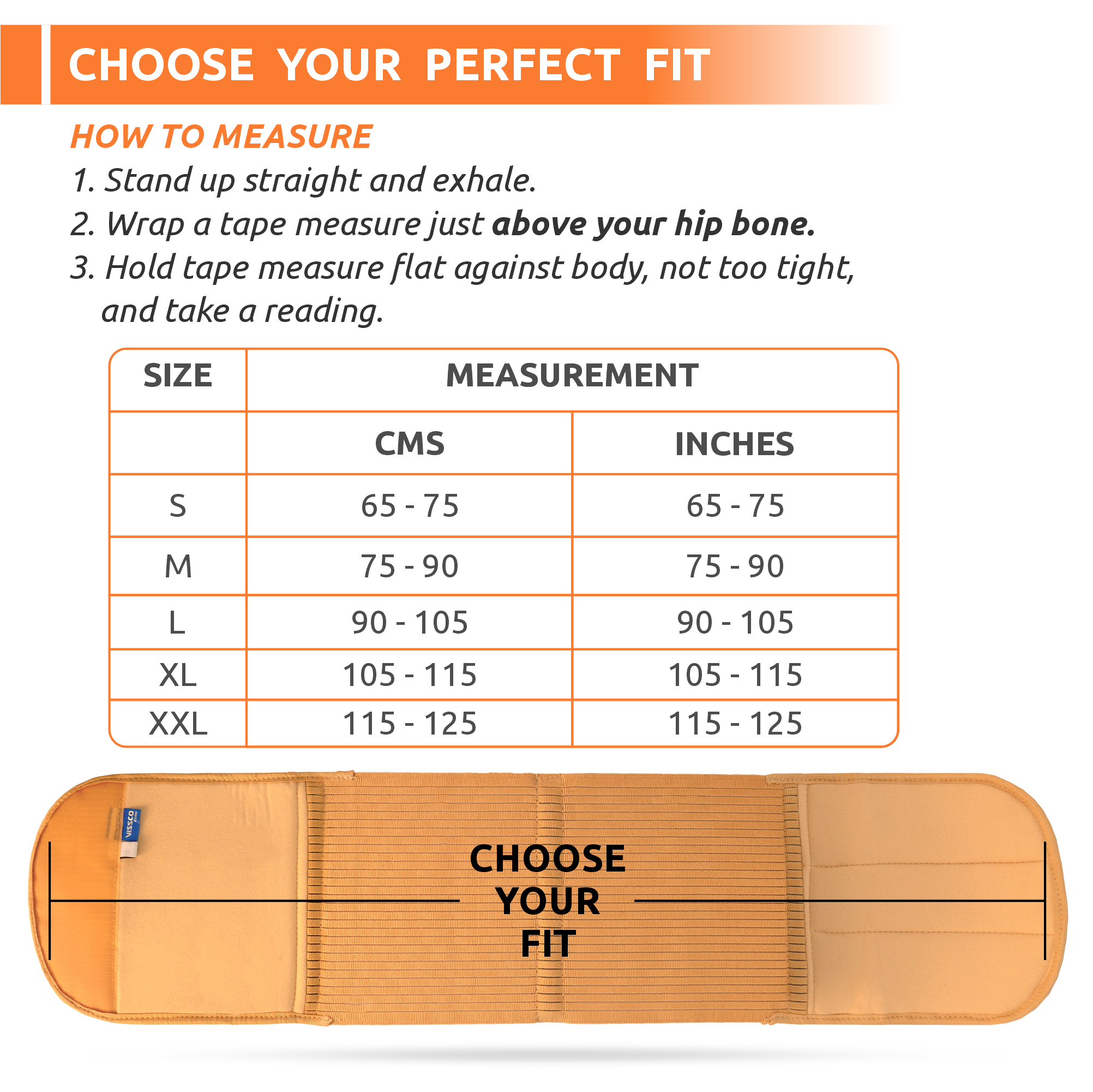 Vissco Abdominal Belt (8") |Supports the Weak Abdominal Muscles to Relieve Pain (Beige)