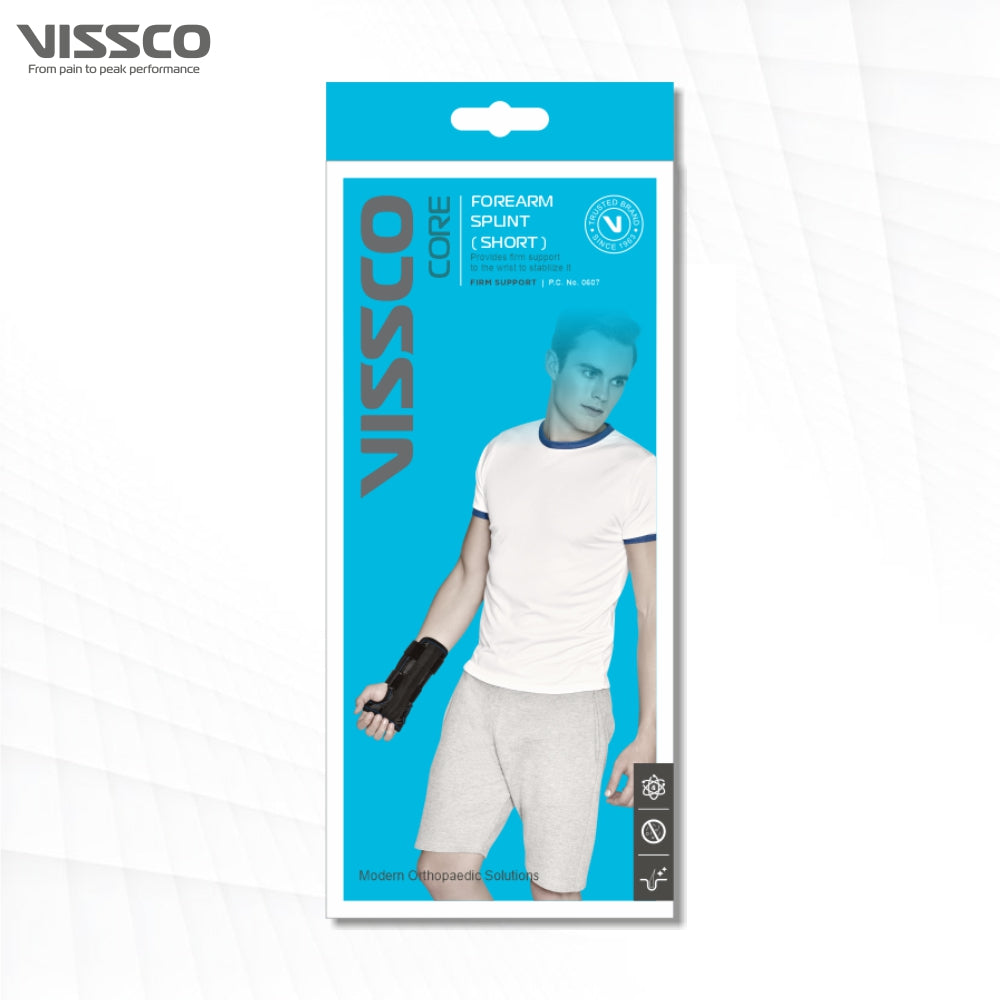Forearm Brace - Short | Provides Firm Support to the Wrist | For Colle's fracture & Wrist Sprain/Strain | (Black) - Vissco Next