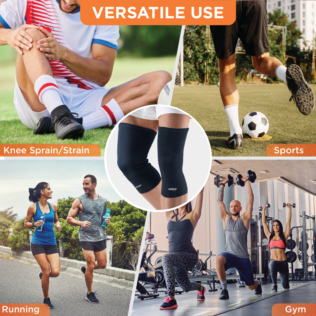 Vissco Spro Knee Cap Plus | Ideal mild support for free Knee movement | Color - Black (IN PAIR)