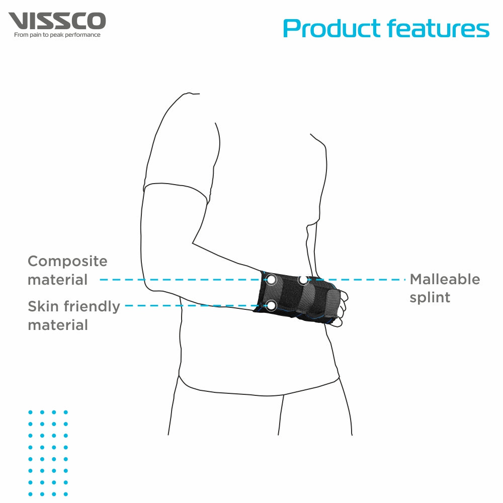 Universal Elastic Wrist Support | Wrist Support For Colle's fracture | Wrist sprain/strain | Arthritis | Post-operative support | Pain Reliever (Black) - Vissco Next
