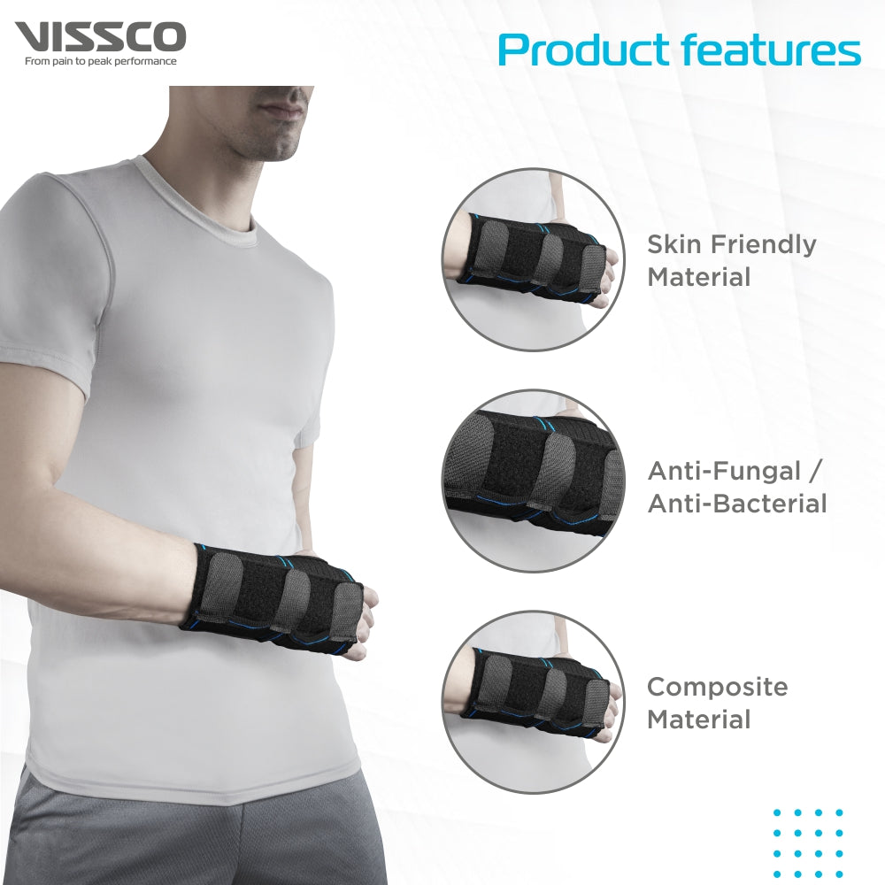 Universal Elastic Wrist Support | Wrist Support For Colle's fracture | Wrist sprain/strain | Arthritis | Post-operative support | Pain Reliever (Black) - Vissco Next
