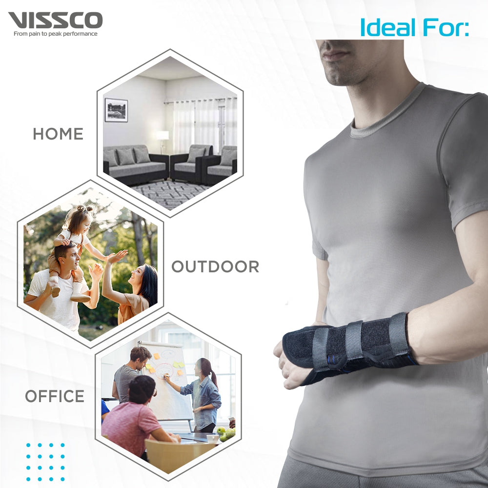 Universal Elastic Wrist Support | Wrist Support For Colle's fracture | Wrist sprain/strain | Arthritis | Post-operative support | Pain Reliever (Black) - Vissco Next