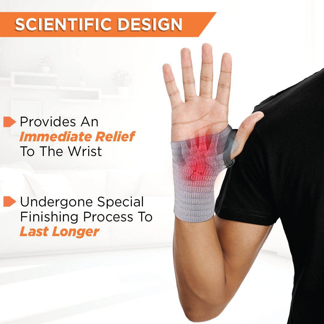 Vissco Wrist Brace (Mild Support) | Provides Compression & Support to the Wrist for Sports & Workout (Grey)