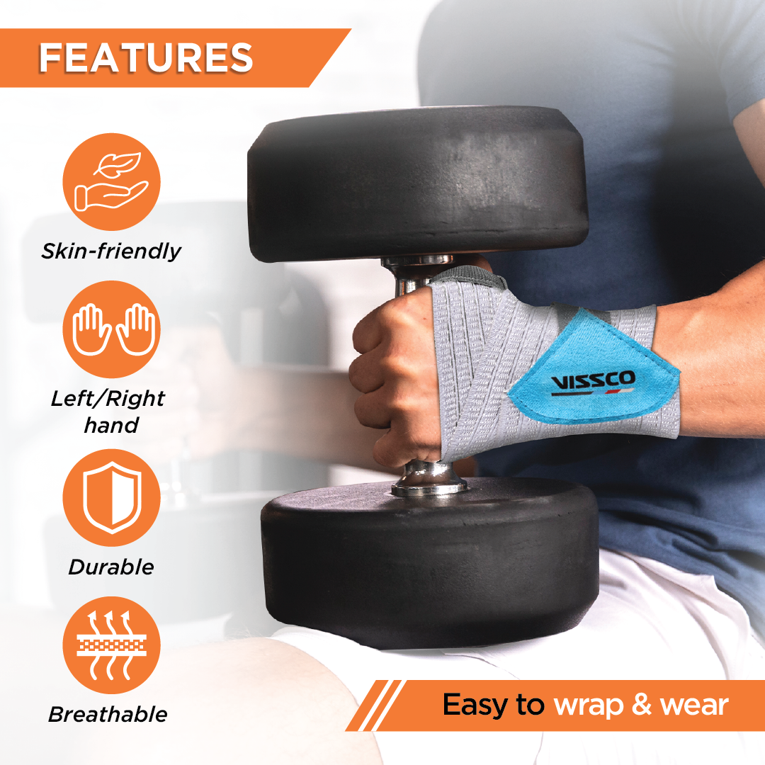 Vissco Wrist Brace (Mild Support) | Provides Compression & Support to the Wrist for Sports & Workout (Grey)