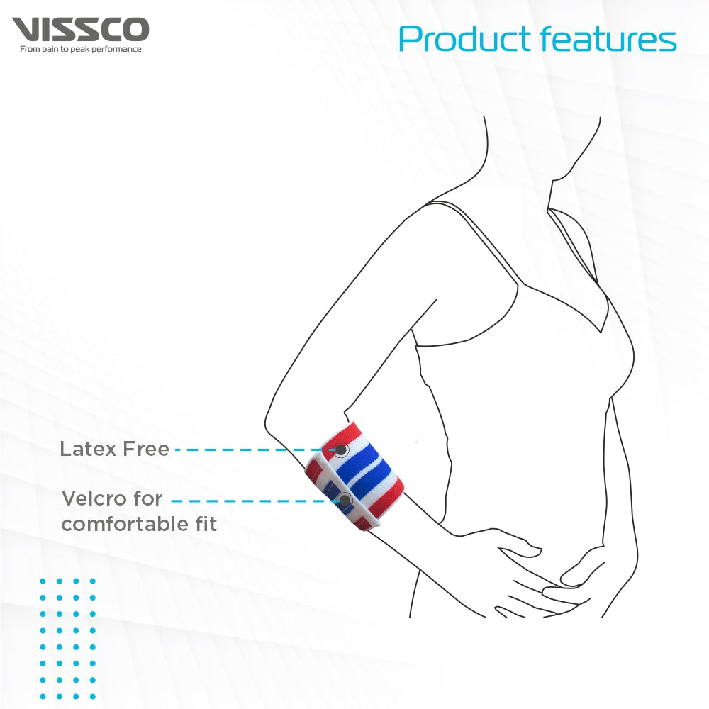 Vissco Tennis Elbow Belt | Elbow Pain Relief | Put it for Tenderness of Forearm (Multicolor)