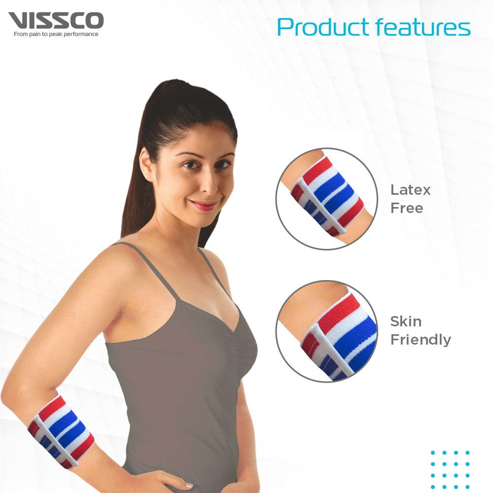 Vissco Tennis Elbow Belt | Elbow Pain Relief | Put it for Tenderness of Forearm (Multicolor)
