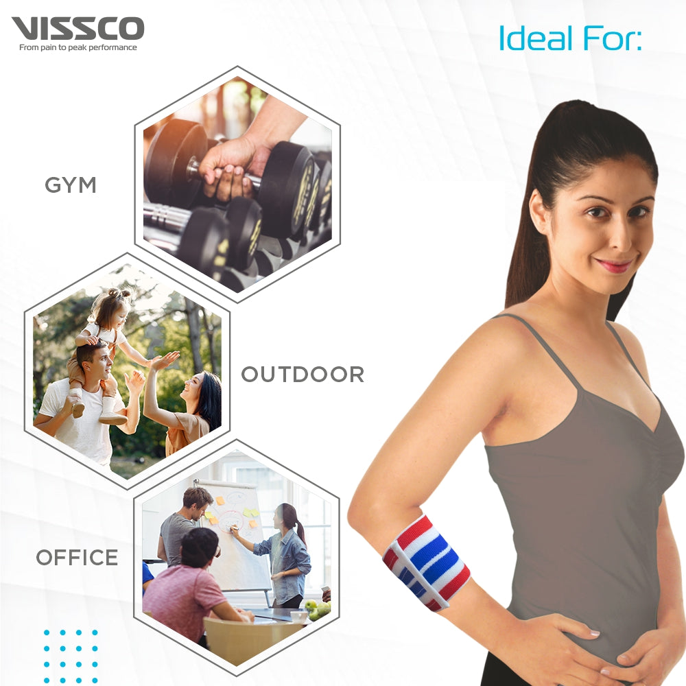 Vissco Tennis Elbow Belt | Elbow Pain Relief | Put it for Tenderness of Forearm (Multicolor)