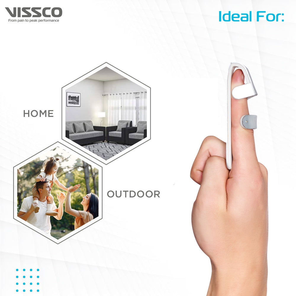 Vissco Finger Splint - Baseball | Provides Firm Support to the Dip Joint of the Finger (Silver)