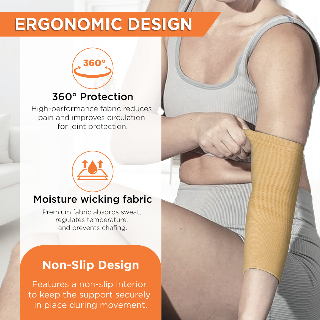 Vissco Elbow Support | Relieves Elbow Joint Pain for ease of movement | For Cricket/Volleyball (Beige)