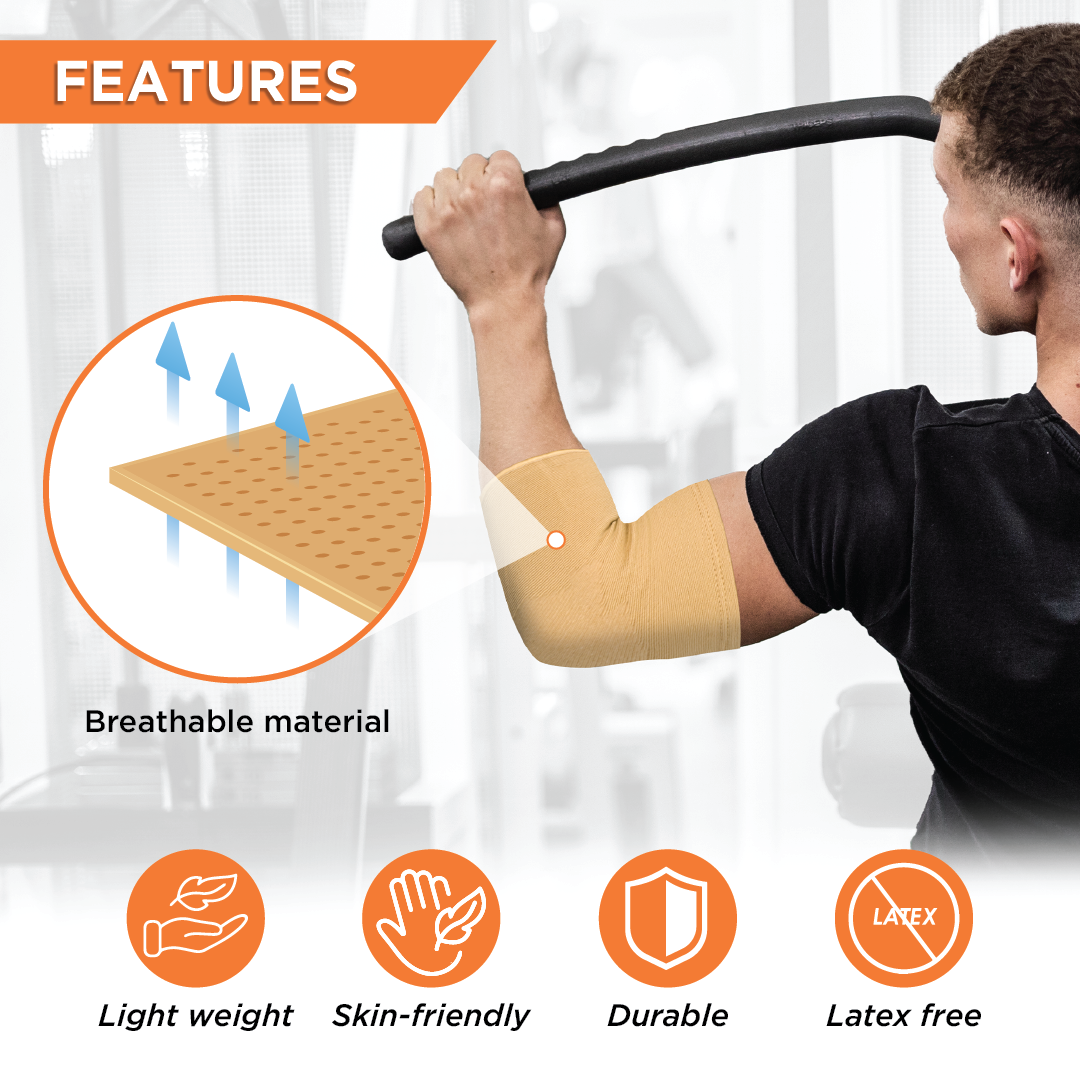 Vissco Elbow Support | Relieves Elbow Joint Pain for ease of movement | For Cricket/Volleyball (Beige)
