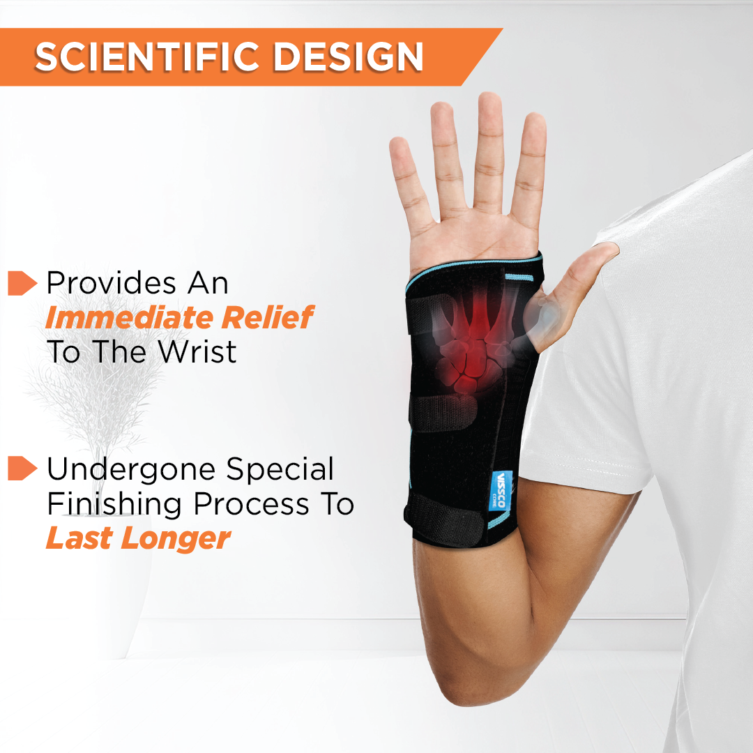 Vissco Universal Cockup Support | Wrist Support For Colle's fracture | Wrist sprain/strain | Arthritis | Post-operative support | Pain Reliever | (Black)
