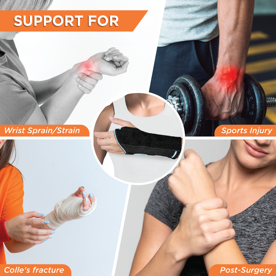 Vissco Universal Cockup Support | Wrist Support For Colle's fracture | Wrist sprain/strain | Arthritis | Post-operative support | Pain Reliever | (Black)