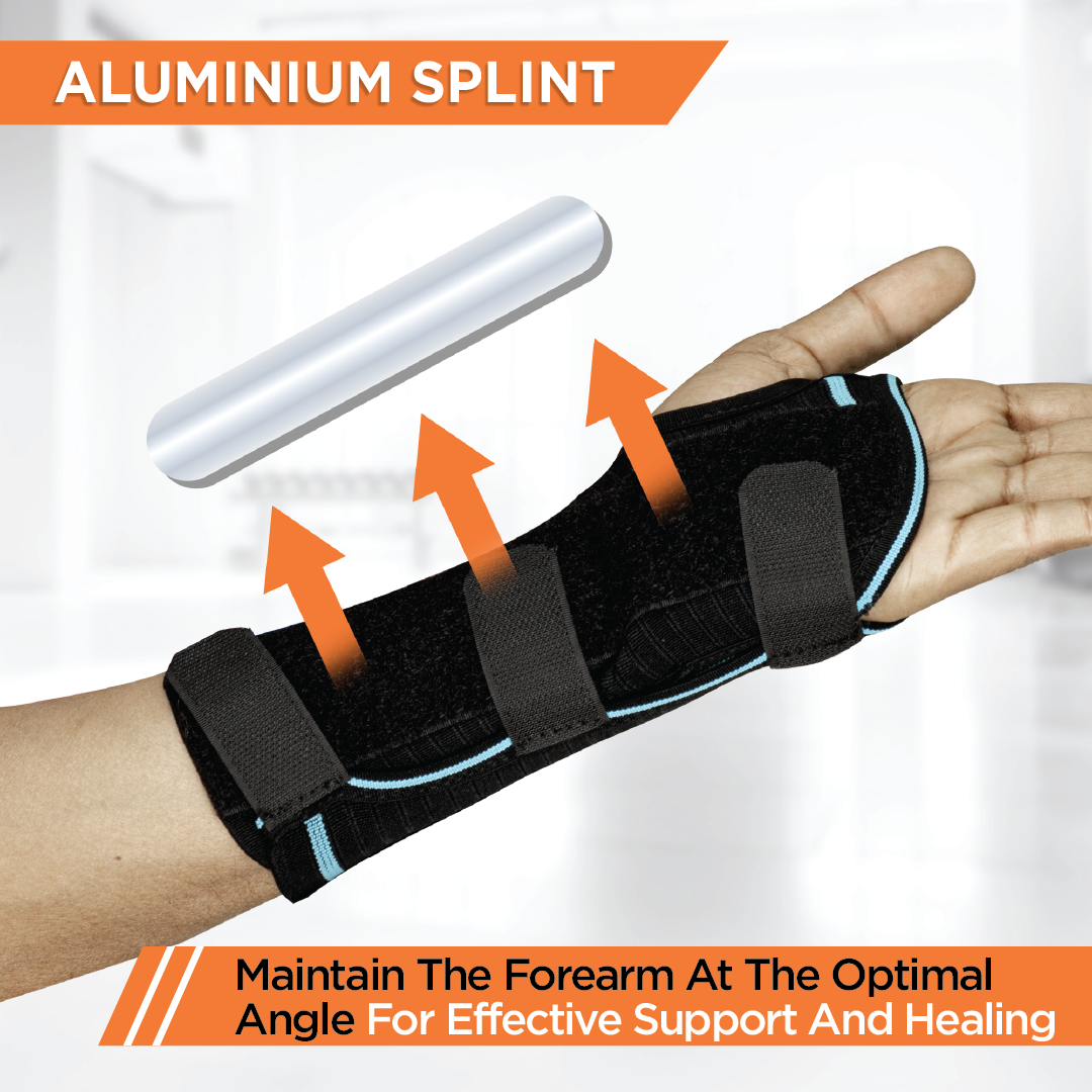 Vissco Universal Cockup Support | Wrist Support For Colle's fracture | Wrist sprain/strain | Arthritis | Post-operative support | Pain Reliever | (Black)
