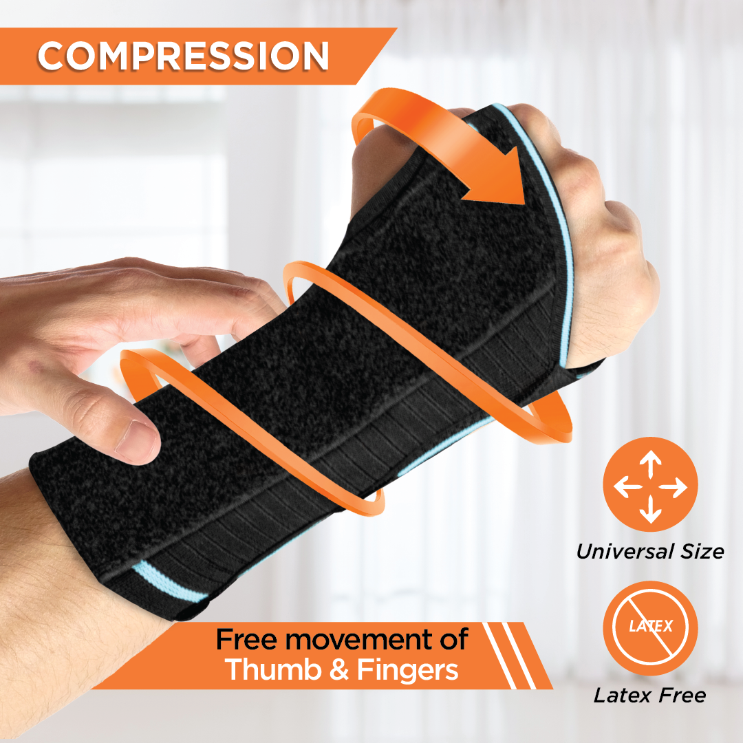 Vissco Universal Cockup Support | Wrist Support For Colle's fracture | Wrist sprain/strain | Arthritis | Post-operative support | Pain Reliever | (Black)