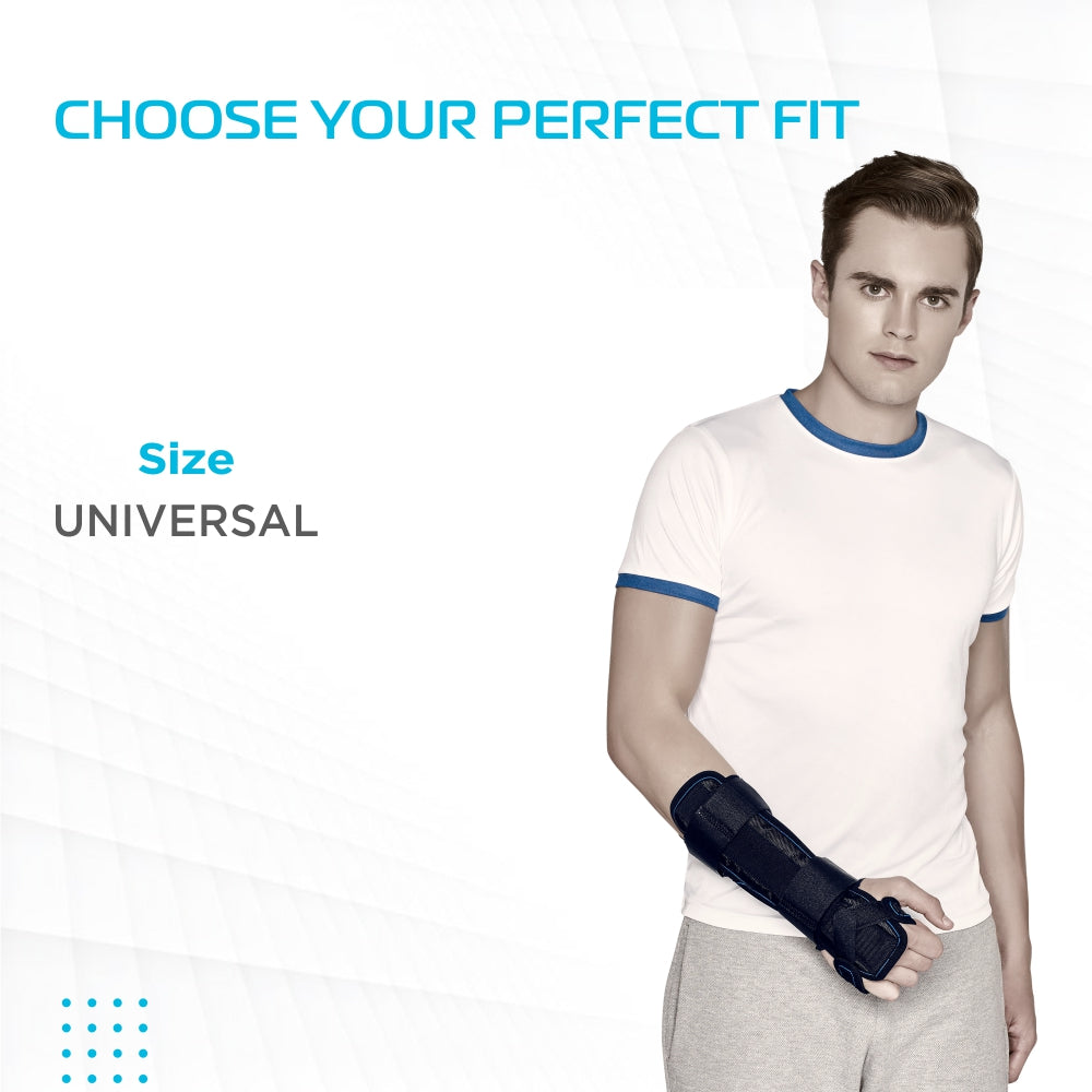 Forearm Brace - Long | Provides Firm Support to the Wrist | For Colle's fracture & Wrist Sprain/Strain - (Black) - Vissco Next
