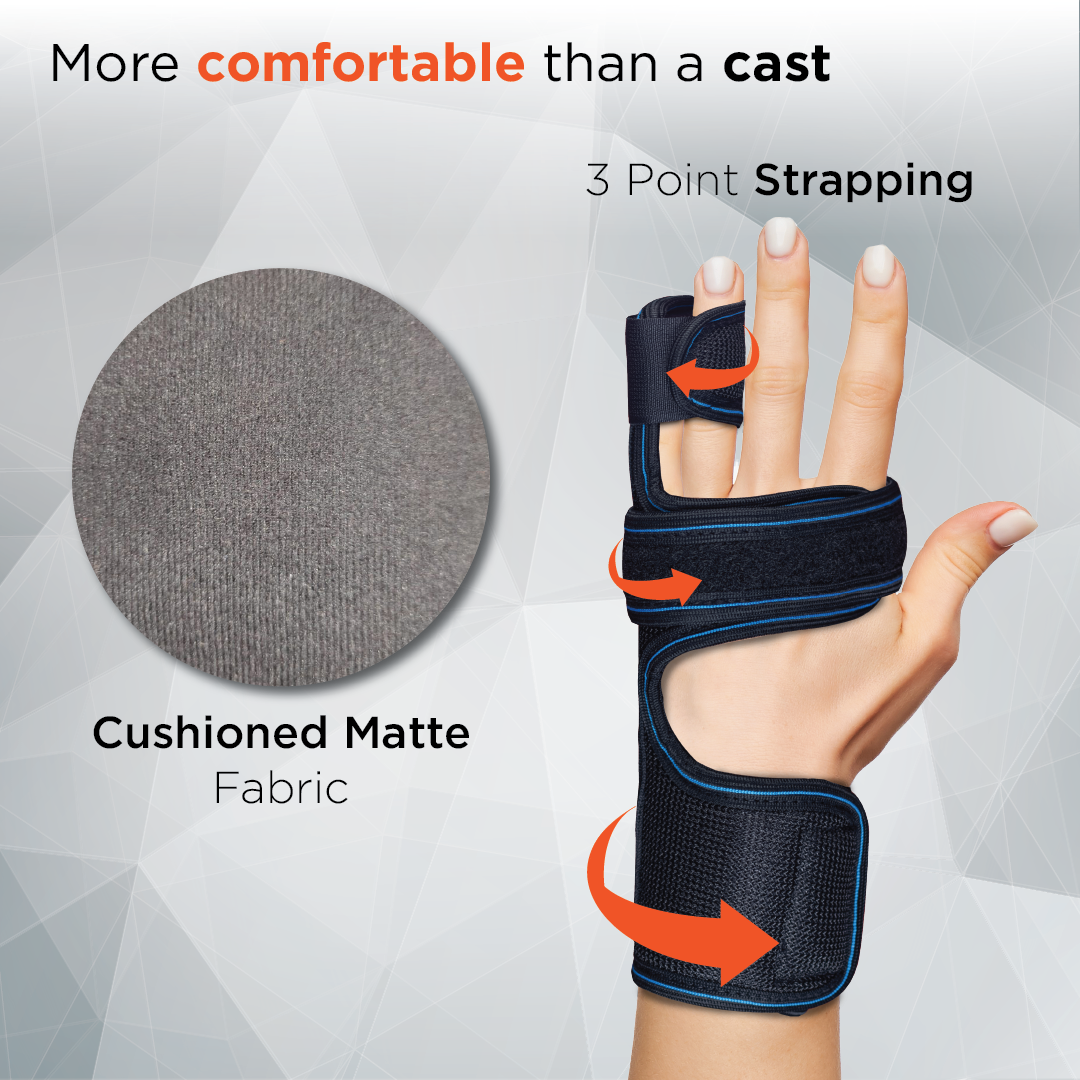 Vissco Boxer's Support Brace | Detachable Splints | For Finger Fracture, Trigger finger | Left / Right hand (Black)