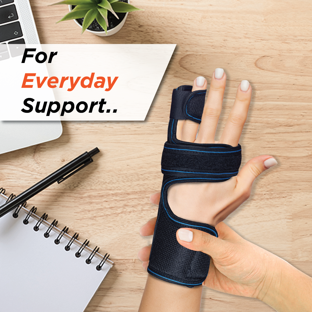 Vissco Boxer's Support Brace | Detachable Splints | For Finger Fracture, Trigger finger | Left / Right hand (Black)