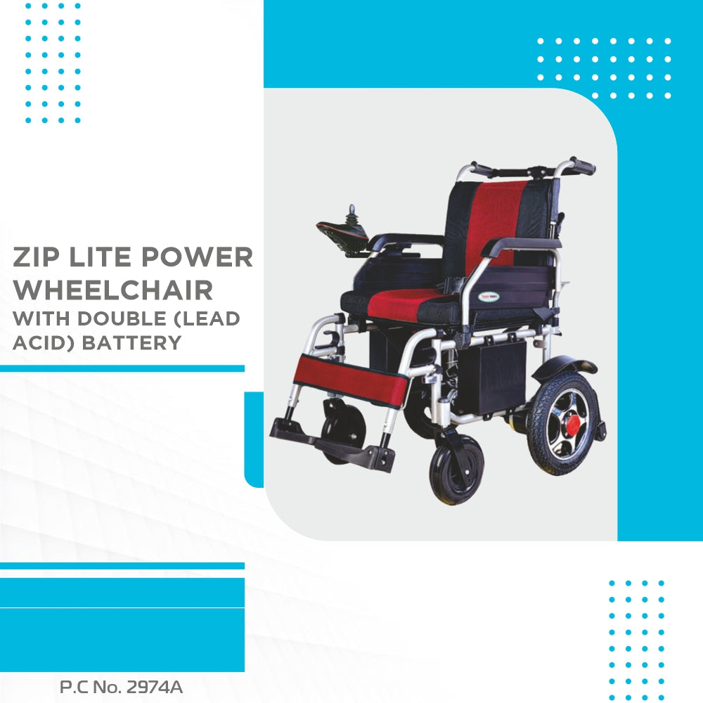 Zip Lite Power Wheelchair with Double Battery | 20Km Per Charge | Durable & Long Lasting | Weight Bearing Capacity 100kg | Color (Silver/Black) - Vissco Next