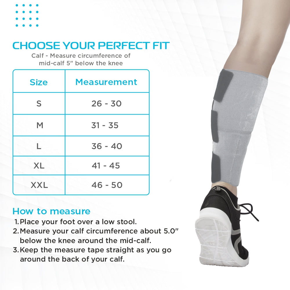 Vissco Loop Elastic Calf Support | Provides Mild Compression to Relieve Calf Pain | Color - Grey (Single Piece)