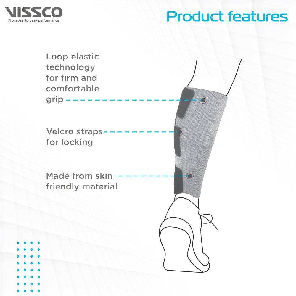Vissco Loop Elastic Calf Support | Provides Mild Compression to Relieve Calf Pain | Color - Grey (Single Piece)