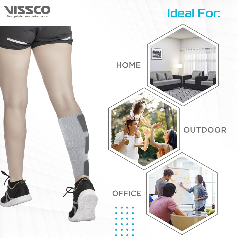 Vissco Loop Elastic Calf Support | Provides Mild Compression to Relieve Calf Pain | Color - Grey (Single Piece)