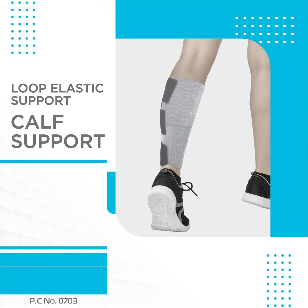 Vissco Loop Elastic Calf Support | Provides Mild Compression to Relieve Calf Pain | Color - Grey (Single Piece)